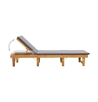 vidaXL Folding Sun Lounger with Cushion Solid Acacia Wood