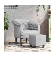 vidaXL Tub Chair with Footstool Silver Faux Leather