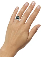 Cultured Tahitian Pearl (12mm) & Diamond (1/4 ct. t.w.) Statement Ring in 14k White Gold