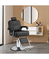 Skonyon 360 Degrees Swivel Salon Hydraulic Barber Chair with Adjustable Headrest and Reclining Backrest-Black