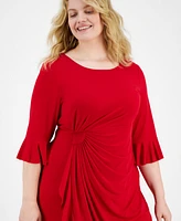 Connected Plus Ruffled Faux-Wrap Dress