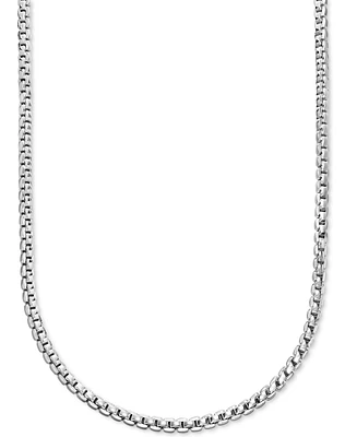 Italian Silver Men's Venezia Box Link 22" Chain Necklace in Sterling Silver