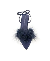 BCBGeneration Women's Iliana Ankle Strap Feather Detail Pumps