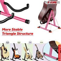 5 Core Double Guitar Stand Floor Adjustable Heavy Duty A Frame Folding Acoustic Electric Bass Mandolin Banjo Violin Holder Stands