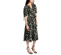 En Saison Women's Emory Printed Short-Sleeve Midi Dress