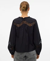 Vero Moda Women's Lace-Inset Long-Sleeve Top