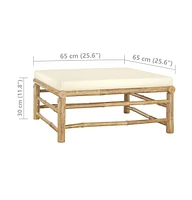 vidaXL Patio Footrest with Cream White Cushion Bamboo