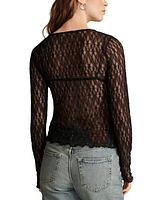 Lucky Brand Women's Lace Layering Long-Sleeve Top