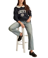 Lucky Brand Women's Peter-Pan-Collared Cotton Logo Sweatshirt