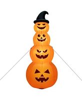 Vebreda 8 Feet Inflatable Halloween Pumpkins Stack with Built-in Led Lights