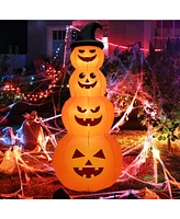 Vebreda 8 Feet Inflatable Halloween Pumpkins Stack with Built-in Led Lights