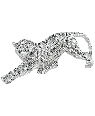 Studio 55D Silver Prowling Leopard 17 1/2" Wide Accent Sculpture