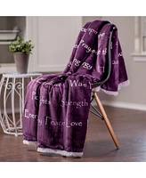 Chanasya Premium Sympathy Warm Hugs Gift Throw Blanket - for Positive Energy Love Support Comfort Breast Cancer Chemo Get Well Purple