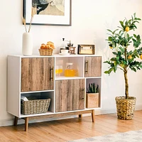 Gymax Sideboard Storage Cabinet w/Storage Compartments Buffet Tv Stand Coffee