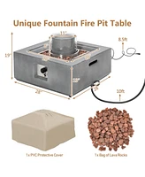Inolait 28 Inch 50000 Btu Patio Square Propane Fire Pit with Pvc Cover-Gray