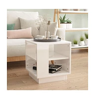 vidaXL Coffee Table High Gloss White 15.7"x15.7"x16.9" Engineered Wood