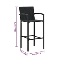 vidaXL Bar Stools 4 pcs Black Poly Rattan