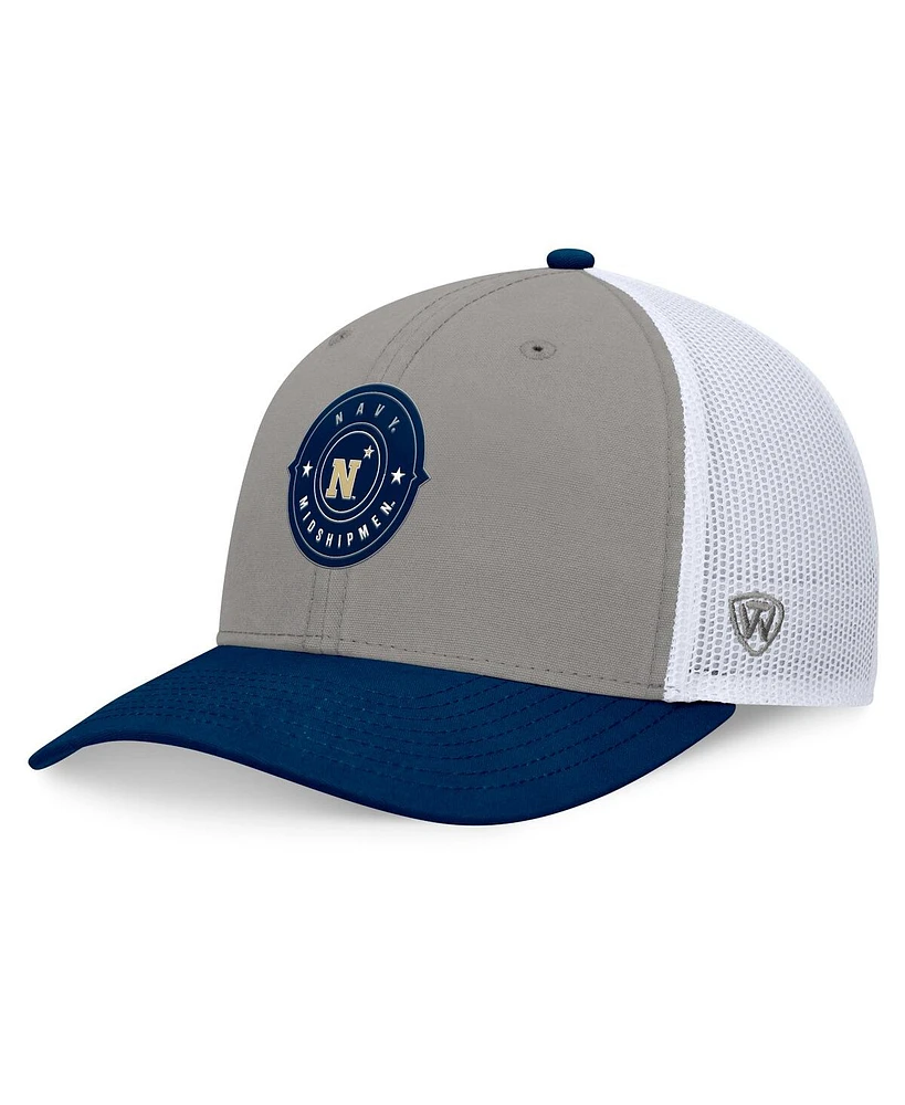 Top of the World Men's Gray/Navy Navy Midshipmen Rob Trucker Adjustable Hat