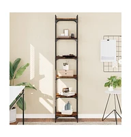 vidaXL Bookcase 6-Tier Smoked Oak 15.7"x11.8"x74" Engineered Wood