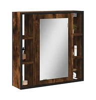 vidaXL Bathroom Mirror Cabinet Smoked Oak 23.6"x6.3"x23.6" Engineered Wood