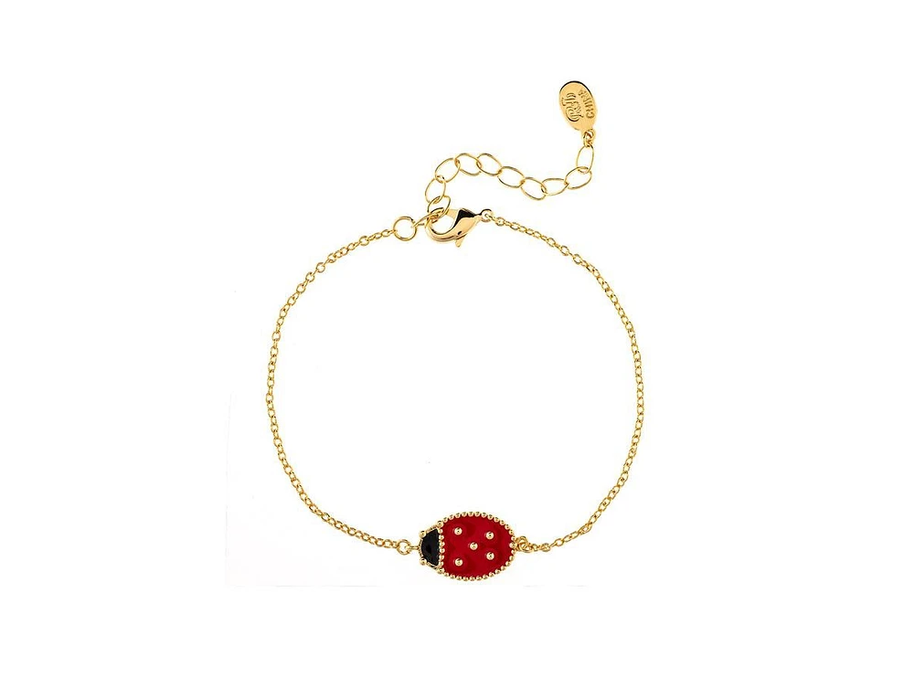 Rivka Friedman Enamel Lady Bug Charm Bracelet