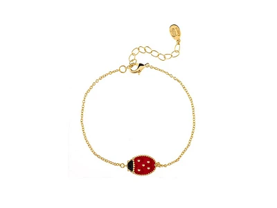 Rivka Friedman Enamel Lady Bug Charm Bracelet