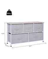 Homcom 40" L Chest of Drawer, 5 Drawer Dresser Unit Horizontal Storage