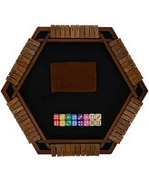 Pacific Shore Games 6 Player 14 in. Shut The Box Board Game, Walnut Stained Wood