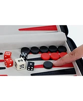 We Games Black Travel Magnetic Leatherette Backgammon Set