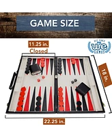 We Games Elegant Leatherette Backgammon Set - 18 x 11 in. closed