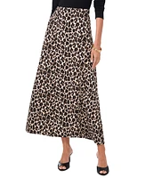 Vince Camuto Women's Pull-On A-Line Cheetah Print Midi Skirt