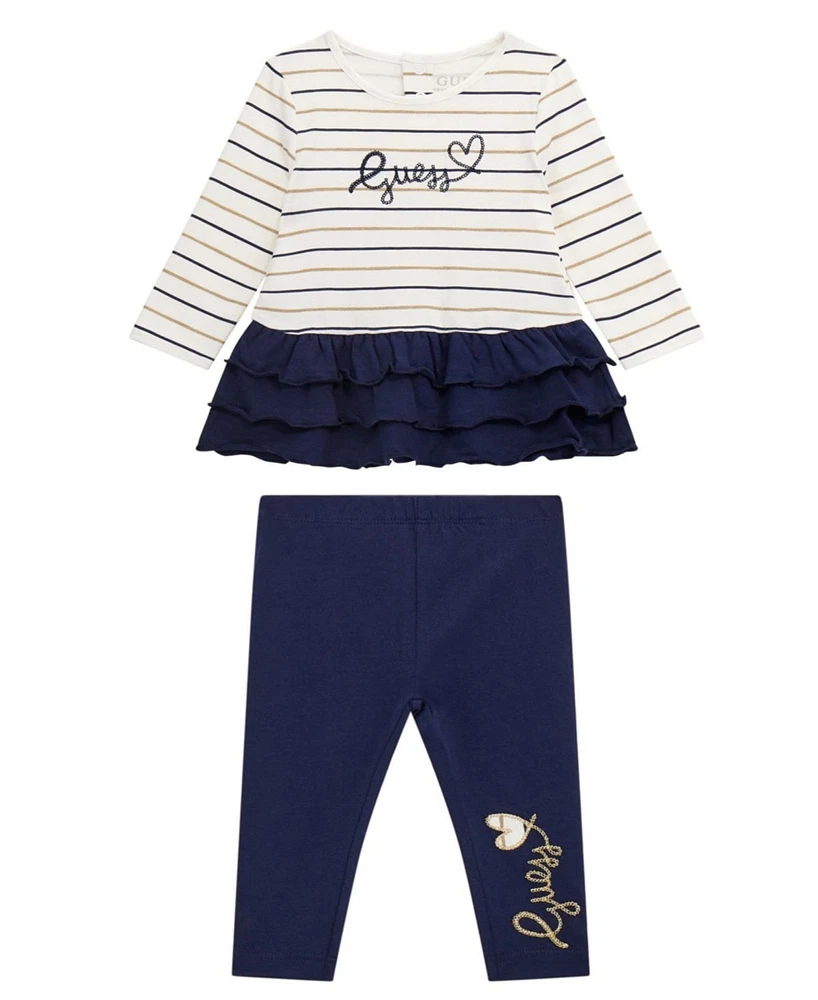 Guess Baby Girl Long Sleeve T-Shirt and Legging Set