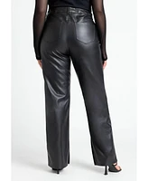 Eloquii Women's Slit Hem Faux Leather Pant