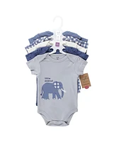 Touched by Nature Baby Boys Organic Cotton Bodysuits, Blue Peanut, 6-9 Months