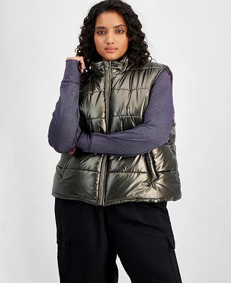 Id Ideology Plus Foil Puffer Vest, Created for Macy's