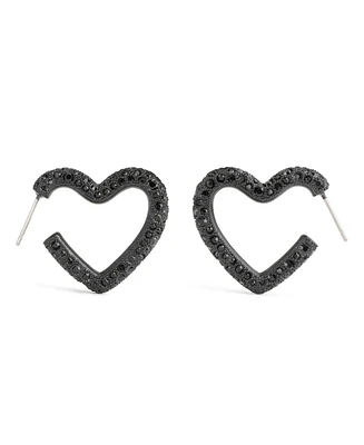 Coach Faux Stone Pave Heart Hoop Earrings