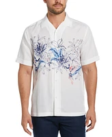 Cubavera Men's Parrot Chest Print Short Sleeve Button-Down Shirt