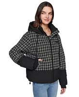 Karl Lagefeld Paris Women's Houndstooth Hooded Puffer Jacket