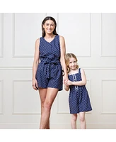 Hope & Henry Girls' Scallop Trim Button Front Linen Romper, Kids