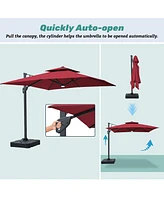 Boyel Living 10ft Aluminum and Steel Cantilever Led Outdoor Patio Umbrella With Base