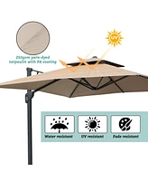 Boyel Living 10 ft. Square Aluminum and Steel Cantilever Outdoor Patio Umbrella with Cover and Base