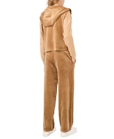 Vince Camuto Womens Mixed Media Hoodie Wide Leg Velour Pants