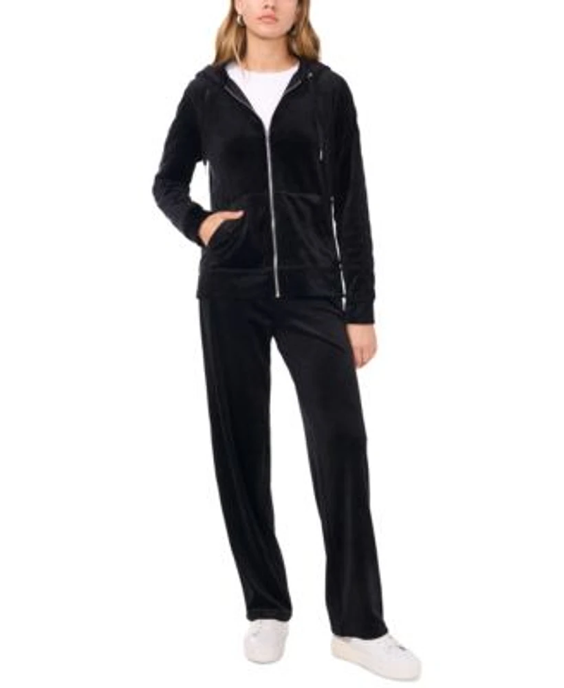 Vince Camuto Womens Velour Zip Hoodie Straight Leg Pants