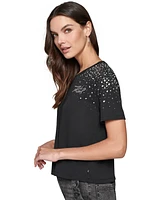 Karl Lagerfeld Paris Women's Rhinestone-Trim T-Shirt