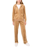 Vince Camuto Women's Embossed-Logo Velour Zip-Front Hoodie