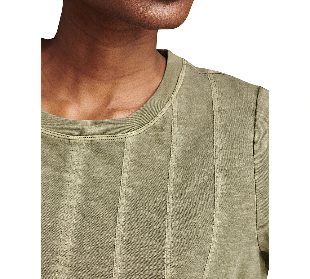 Lucky Brand Women's Stitched Down Pleated Peplum Top