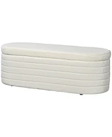 Homcom End of Bed Bench, Teddy Fleece Upholstered Storage Bench, Cream