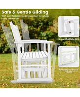 Givimo 2 Seats Outdoor Glider Bench with Armrests and Slatted Seat-White