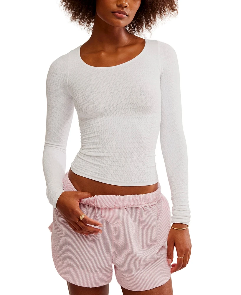 Free People Women's Love Letter Textured Long-Sleeve Top