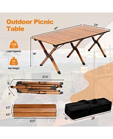 Givimo Lightweight Aluminum Folding Camping Table with Wood Grain